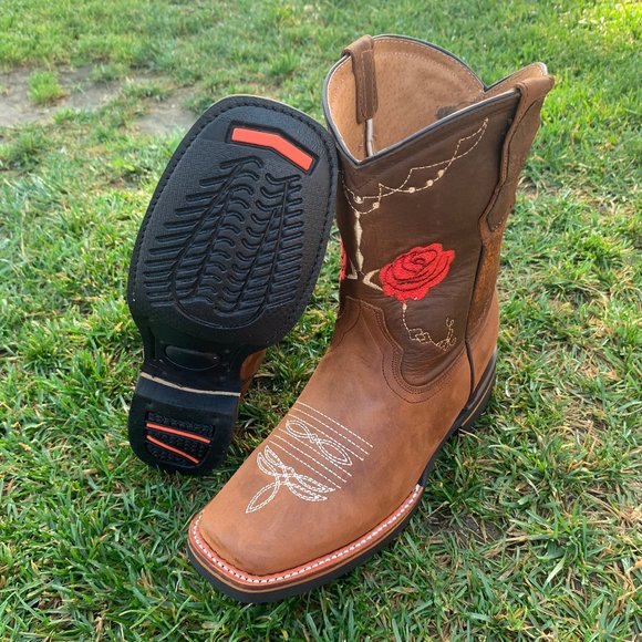 La Sierra Shoes - WOMEN'S WESTERN RODEO COWGIRL BOOTS GENUINE LEATHER TAN BOTA DAMA VAQUERA 706